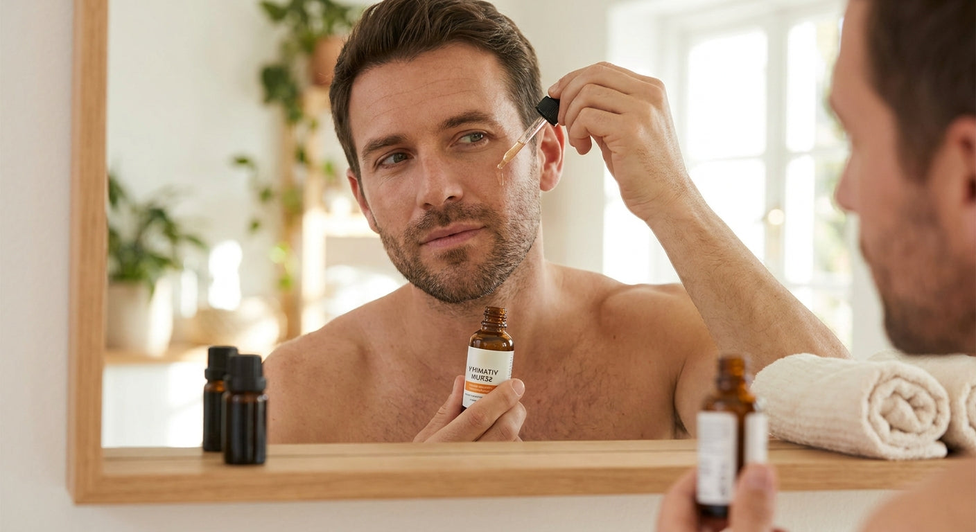Vitamin C serum for dark spots on men's skin