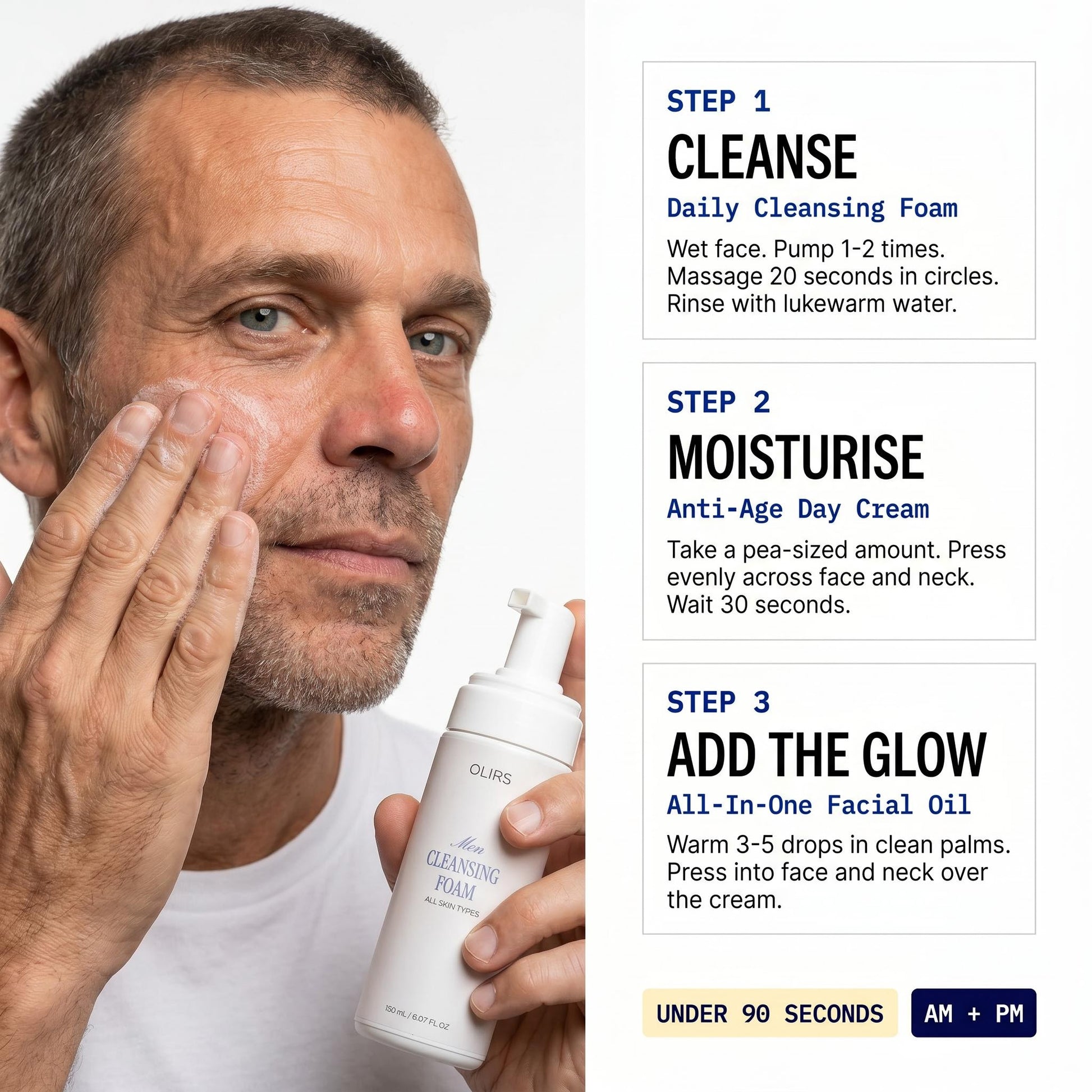 Daily Radiance Trio Kit - Bundle Routine | OLIRS Men's Skincare