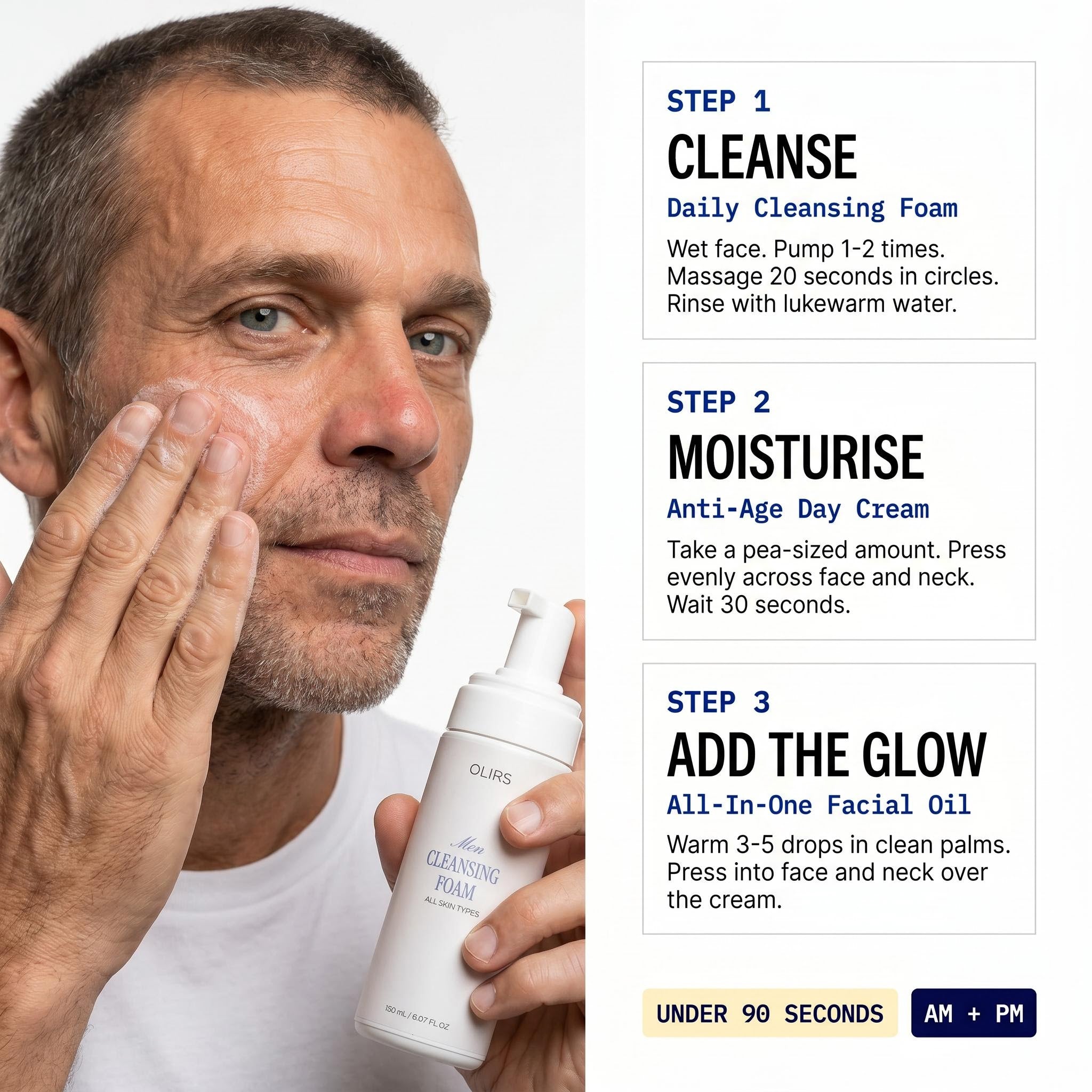 Daily Radiance Trio Kit - Bundle Routine | OLIRS Men's Skincare