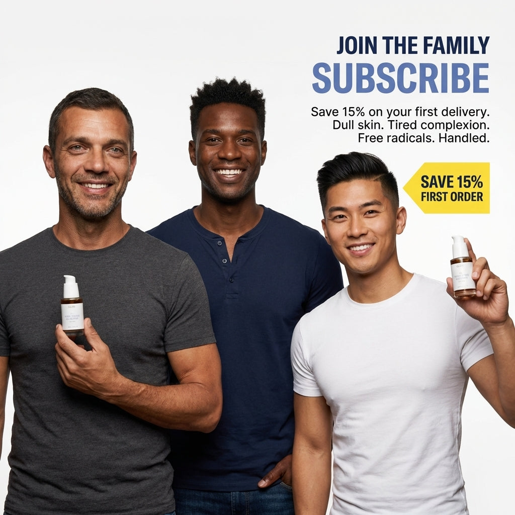 Three men holding OLIRS Ginkgo Defense Gel Booster - Subscribe and save 15%