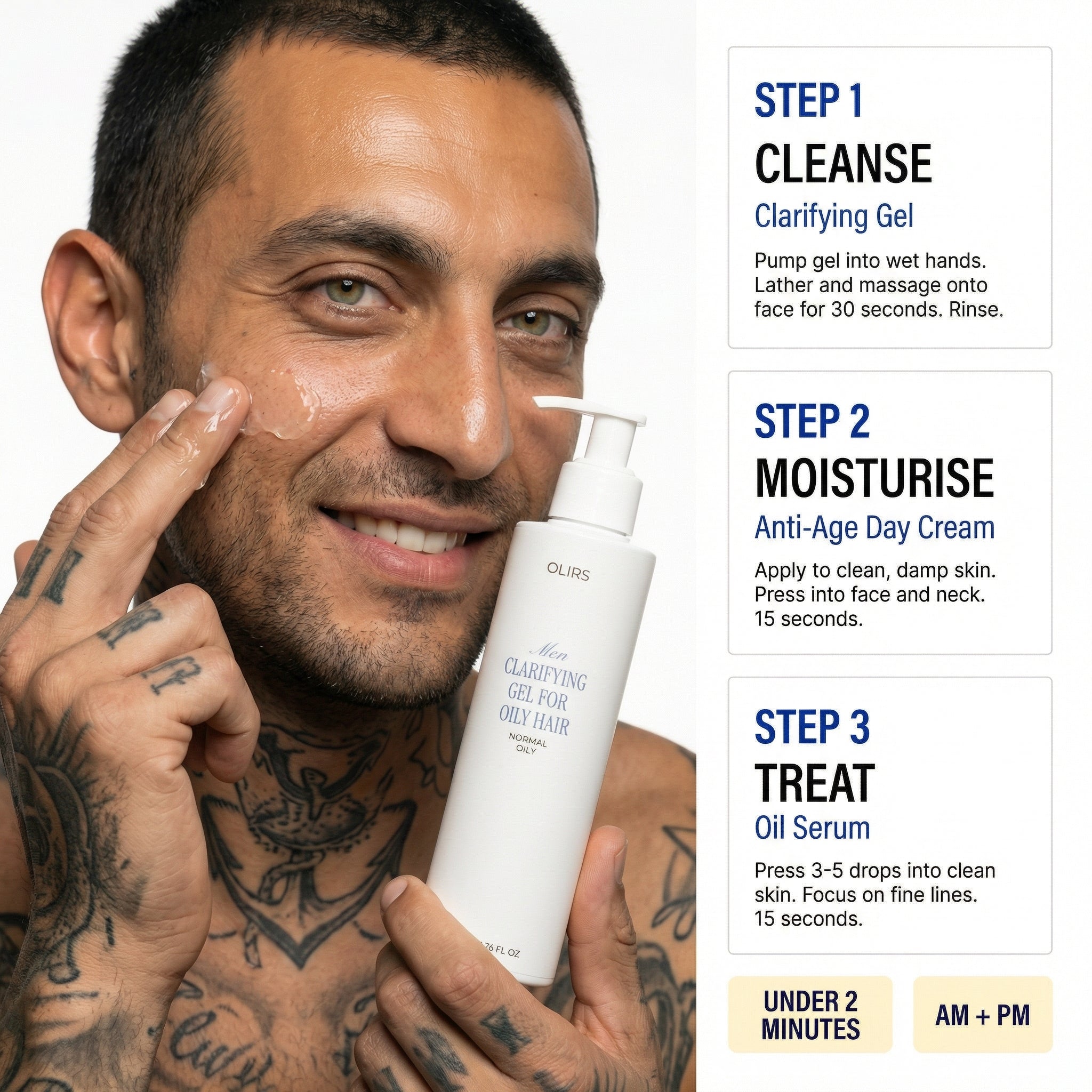 Fresh Skin Routine Set - 3-Step Routine Guide | OLIRS Men's Skincare