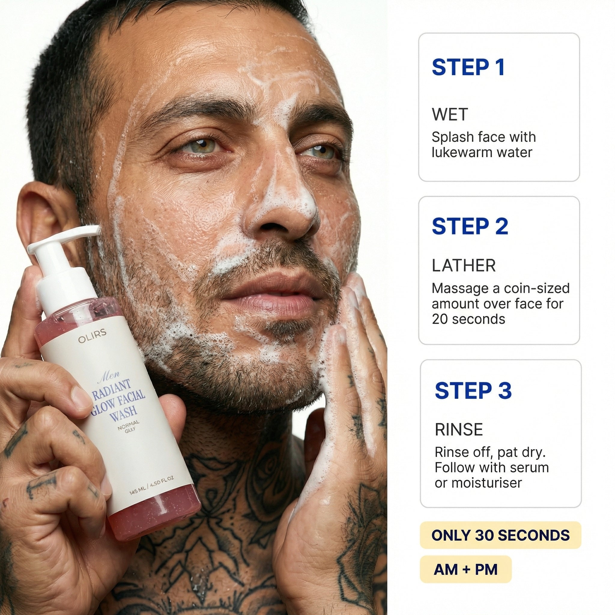 Radiant Glow Face Wash - How It Works | OLIRS Men's Skincare