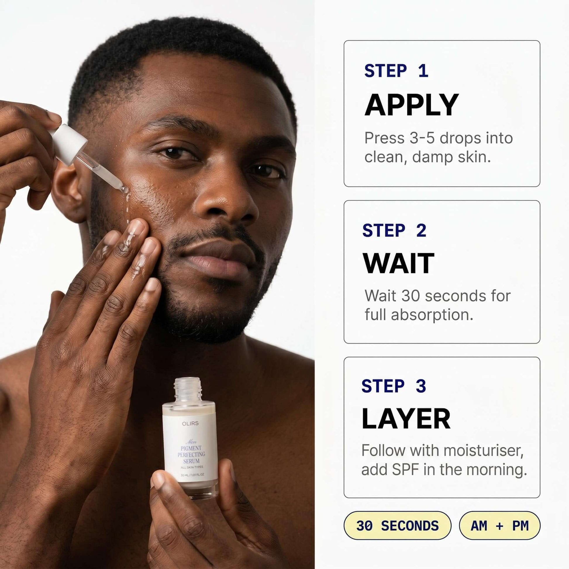 Even-Tone Glow Serum - How It Works | OLIRS Men's Skincare