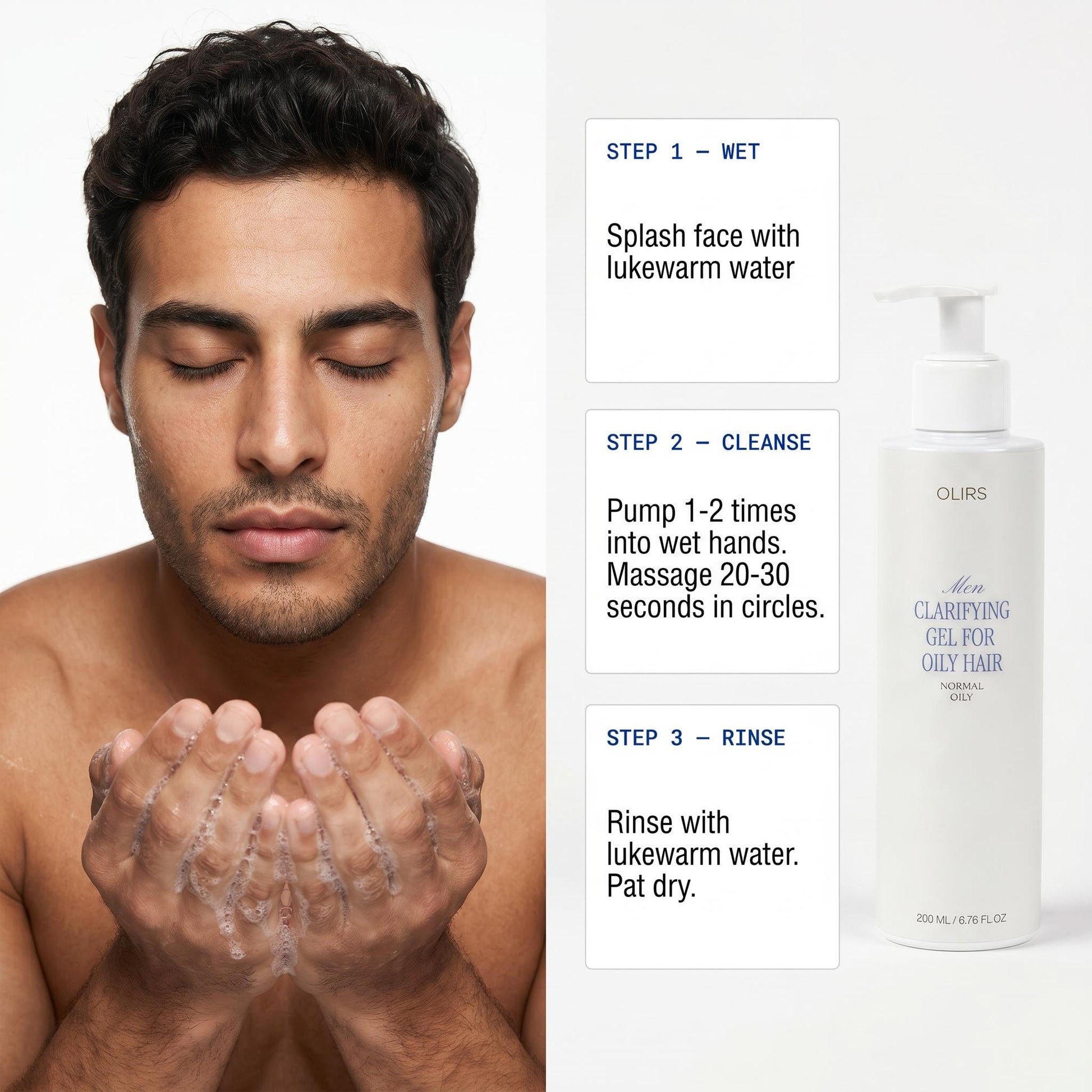 Daily Clarifying Gel Cleanser - How It Works | OLIRS Men's Skincare