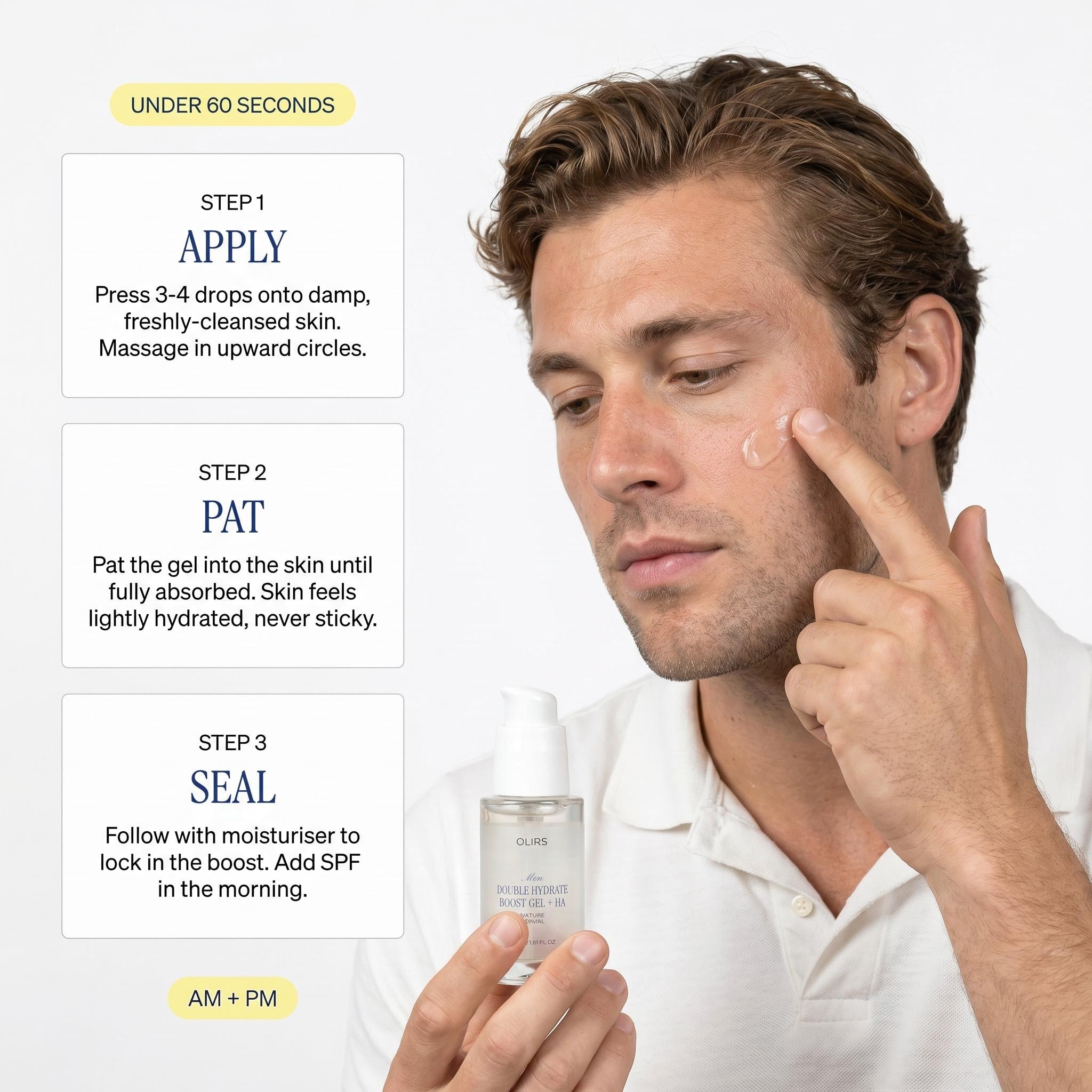 Double Hydration Boost Gel - How It Works | OLIRS Men's Skincare