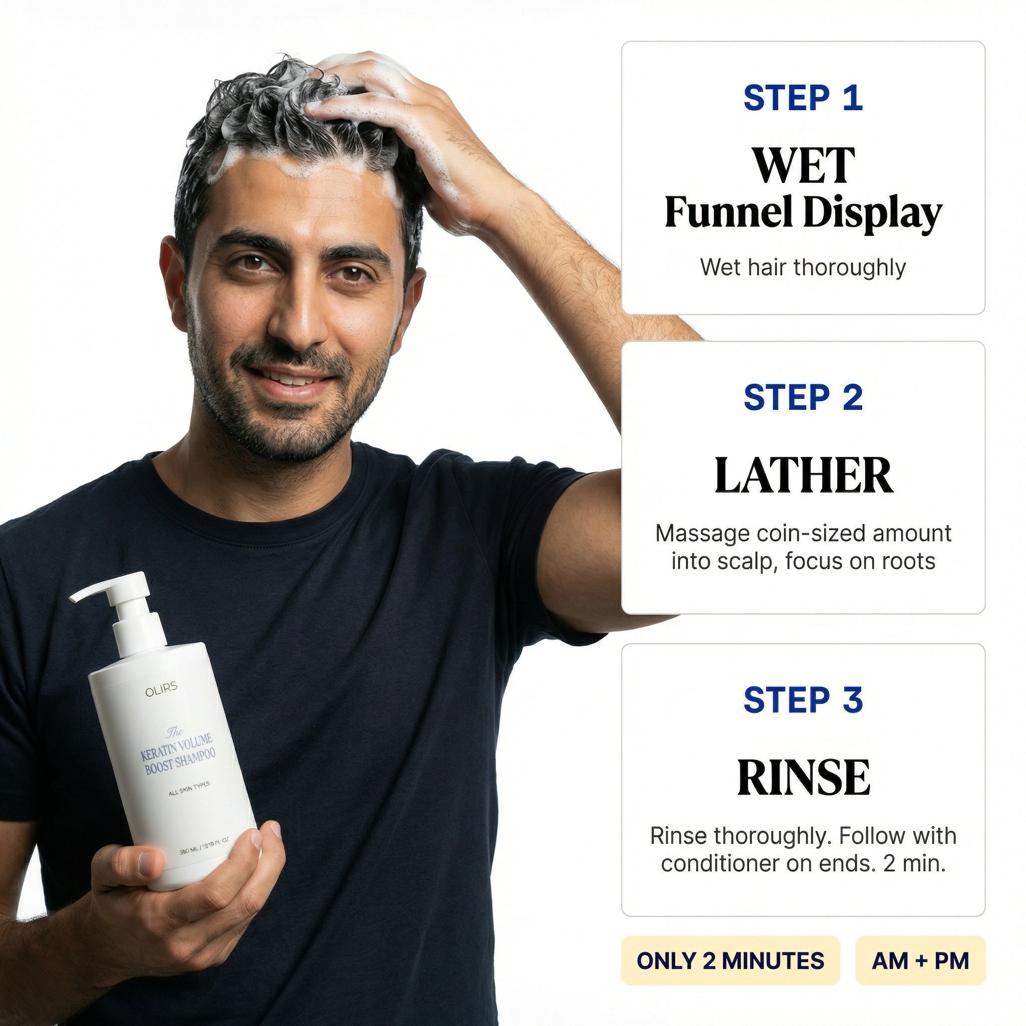 Max Volume Boost Shampoo - How It Works | OLIRS Men's Skincare