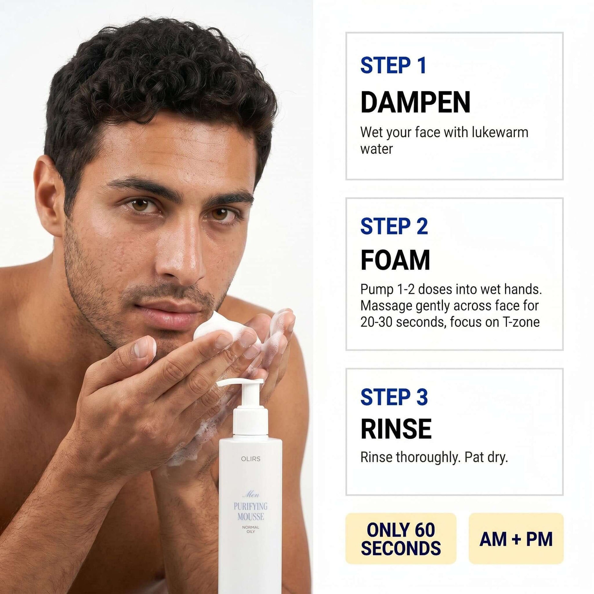 Daily Foaming Face Mousse - How It Works | OLIRS Men's Skincare