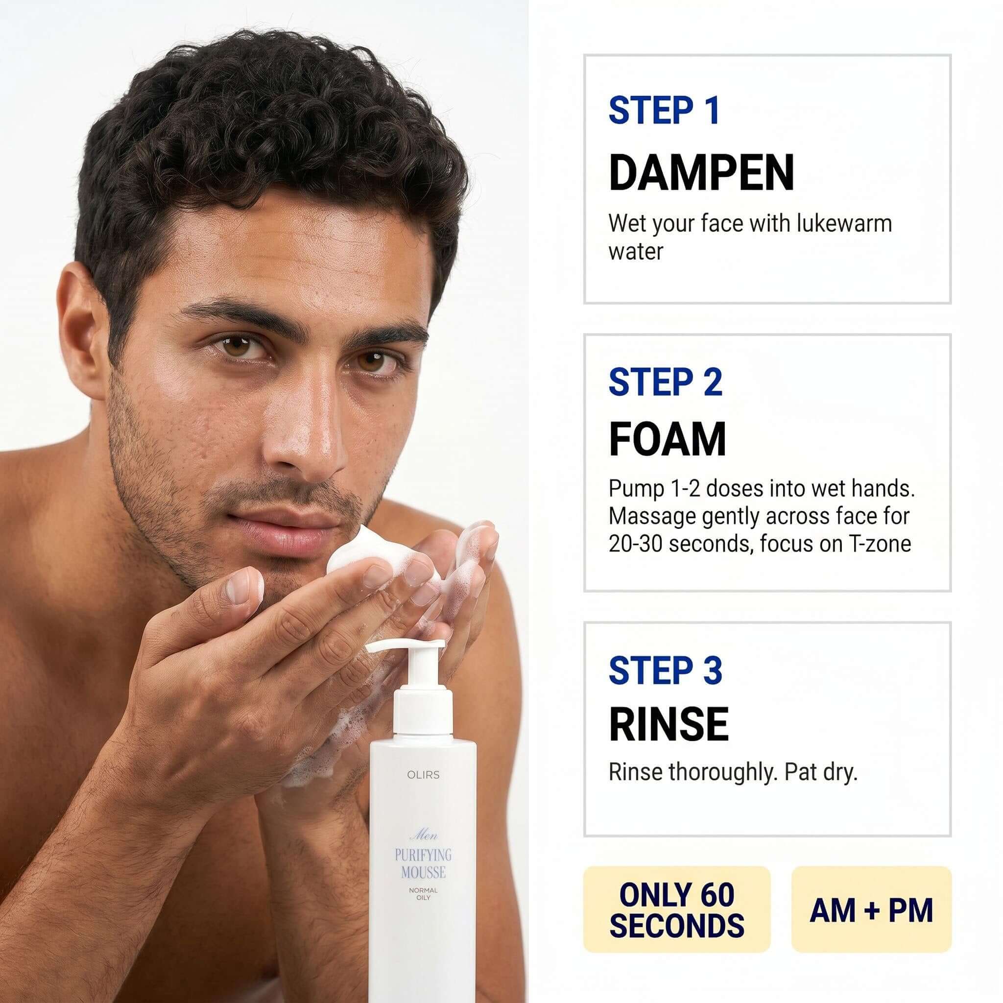 Daily Foaming Face Mousse - How It Works | OLIRS Men's Skincare