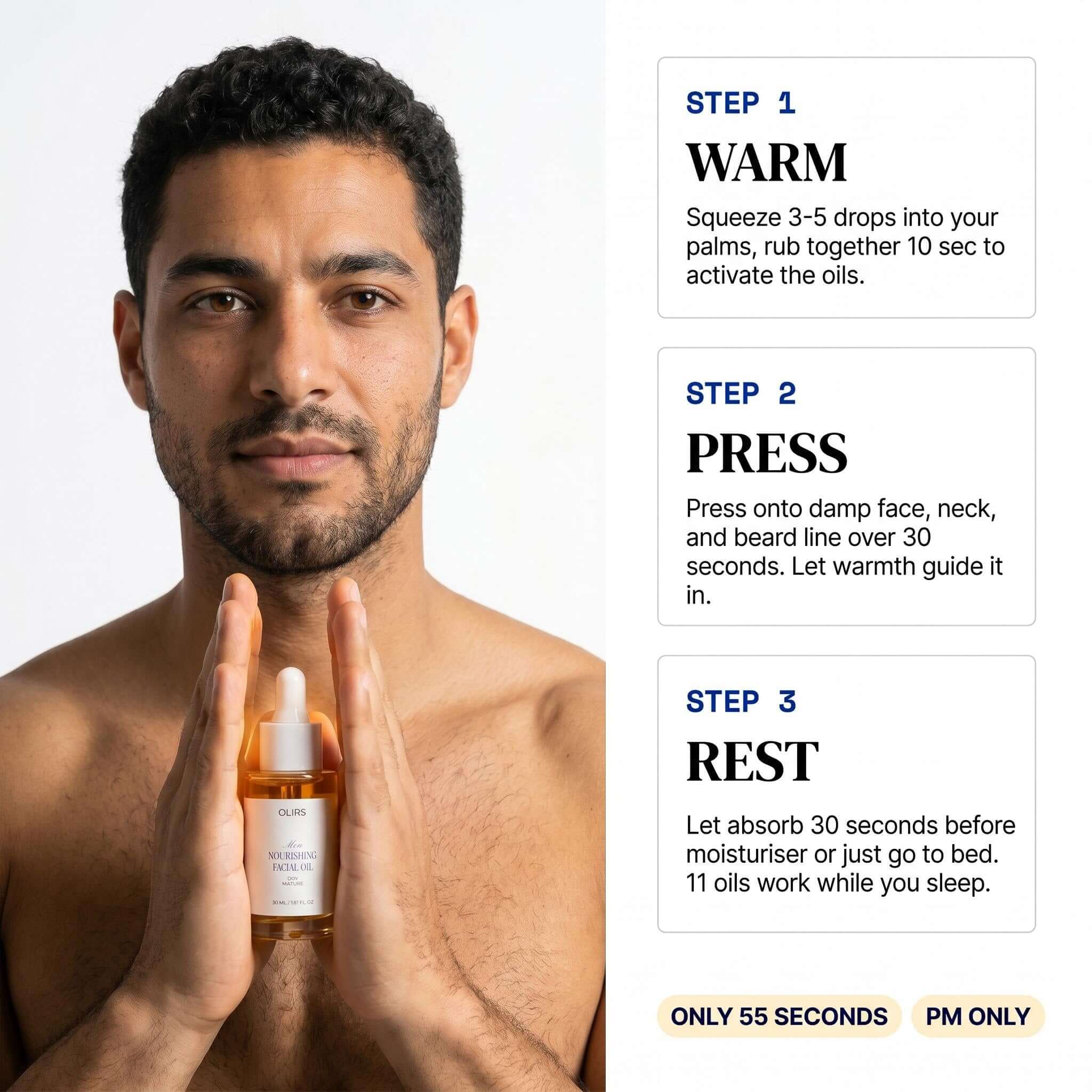 Nourishing Facial Oil - How It Works | OLIRS Men's Skincare