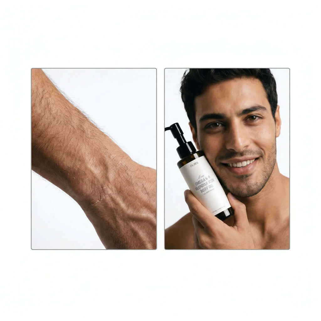 Omega 6-9 Glowing Skin Body Oil - Problem / Solution | OLIRS Men's Skincare