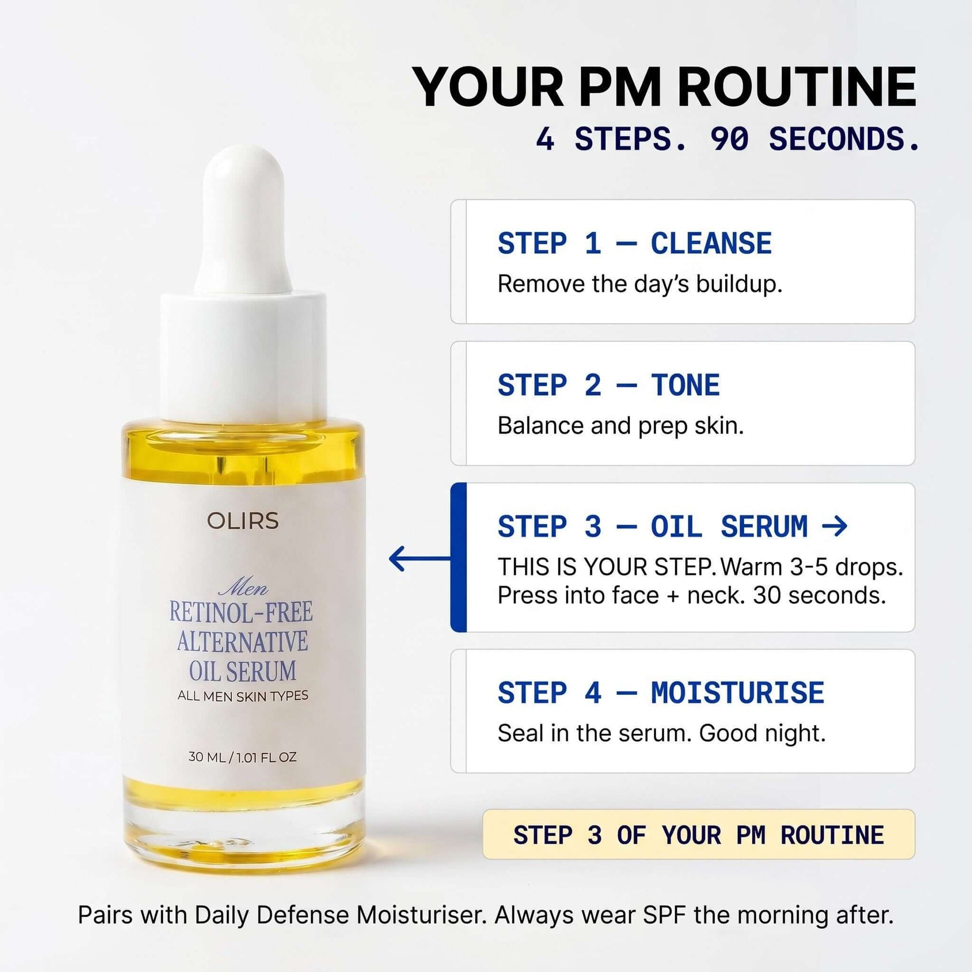 Bakuchiol Night Oil Serum - Routine Fit | OLIRS Men's Skincare